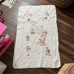 Handmade Cross Stitch Nursery Rhyme Baby Throw Blanket Mickey Mouse 53x33